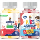 SUNNY SAM Magnesium Gummies for Kids & Adults - 500mg and Vitamin D3 K2 Gummies 5000 IU. Immune & Bone Support - Sugar-Free
