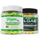 Algae Calcium Gummies 600mg with Vegan Multivitamin for Women Men with Iron, Vitamin B12, A, D3, K2, Algae Omega 3, Magnesium, Zinc