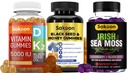Sakoon nutrition Superfood Gummies Bundle – Irish Sea Moss, Black Seed Oil & Vitamin D3 K2 – Immune Support, Bone Health & Overall Wellness – 60 Gummies Each