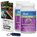 ReliOn Reli On Glucose Tablets Grape - 50 CT 2 Pack Bundle (100 Total) | Plus ClickPros Diabetes Eating Guide and Portable Pill Container (4 Items)!