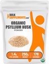 BulkSupplements.com Bio Psyllium Husk Pulver - Psyllium Husk Pulver zum Backen, Faserergänzung - Glutenfrei, 1.4g pro Servierung, 250g (8.8 oz) (Pack von 1)