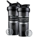 BlenderBottle Classic V2 Shaker Bottle Perfect for Protein Shakes and Pre Workout, 28-Ounce, Black, 2 Pack