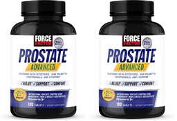 Force Factor Prostate Advanced, Health Supplement for Men for Reducing Nighttime Bathroom Trips, Bladder & Urinary Relief, with Saw Palmetto, Beta-Sitosterol, 180 Tablets, (Pack of 2)