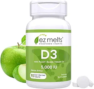 EZ Melts Dissolvable Vitamin D3 5.000 IU, Zuckerfrei, 3-Monats-Versorgung - 1 Packung