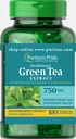 Puritan's Pride Entkoffeinierten grünen Tee Standardisierte Extrakt 750 mg-100 Kapseln