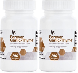 Forever Living - Forever Garlic-Thyme - Cardiovascular & Immune Support with 10mg Garlic Extract & 50mg Thyme Leaf Powder - Odorless Softgel, Gluten-Free - 100 Softgels (Pack of 2)