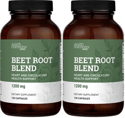 Earth Harmony Naturals Organic Beet Root Capsules 1200 mg - Beet Root Powder & Juice Blend Supplement for Men and Women - 120 Capsules (Pack of 2)