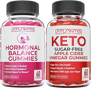 Atlantis Nutrition Hormonal Balance PMS Relief 60 Gummis + Sugar Free Keto Apple Cider Essig 60 Gummis