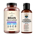 AMANDEAN Premium Brain Health Supplement & Liposomal Glutathione Bundle. Dreifache Formel mit Magnesium L-Threonate, USA-Grown Bio Lion's Mane 6:1 Extrakt und Alpha-GPC. Unterstützung Kognition, Fokus &amp; Fokus