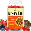 Türkei Tail Mushroom, Türkei Tail (100% Fruchtkörper, 40% Beta Glucans) hinzufügen Black Pepper, Pilzgummis für Gut, Energie, Gehirn & Immununterstützung, Gemischte Beeren Flavor | Vegan, Non-GMO, 60ct