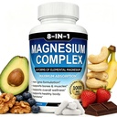 Magnesium Complex Supplement 8-in-1 Elemental 1000mg, Magnesium Glycinate, Malate & Citrate, Vegan, Non-GMO 90 Capsules
