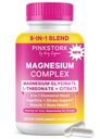 Pink Stork Magnesium Complex for Women - 8 Forms Including Glycinate, Malate, Citrate & L-Threonate - Stress, Sleep, Muscle & Hormone Support - 400 mg Elemental Magnesium - 60 Vegan Capsules
