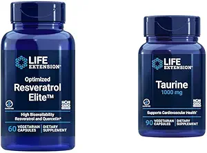 Life Extension Optimized Resveratrol Elite 60 Kapseln & Taurine 1000mg 90 Kapseln Bundle