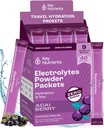 KEY NUTRIENTs Multivitamin Electrolytes Powder Packets - Delicious Acai Berry 40 Pack Hydration Pack Packets - Polvere di idratazione di viaggio - No Sugar, No Calories, Gluten Free - Made in USA