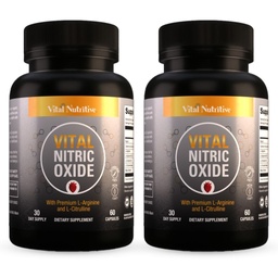 Vital Nitric Oxide Supplements for Men - Workout Booster Supplement for Men - Nitrous Oxide Boost Blood Flow, Blood Pressure, Energy & Workout Performance with L Arginine L Citruline-60 Days Supply