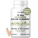 15 Tage Advanced Colon Cleanse, Probiotics & Natural Herbs, unterstützt Detox & Gut Flora für Frauen & Männer, mit Cascara Sagrada, Psyllium Husk & Senna Leaf, 30 Kapseln 1-2 Täglich | 15 Tage Sauber