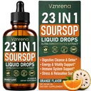 Soursop Bitters Liquid Drops – 23 in 1 Formula with Graviola, Black Seed, Sea Moss, Moringa – Supports Digestive Health, Immune Function, Natural Energy - Vegan, Non-GMO - Orange Flavor, 2 fl oz