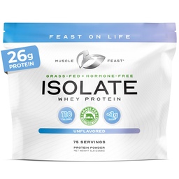 Muscle Feast Grass-Fed Whey Protein Isolate, All Natural Hormon Free Pasture Raised, Whey Isolate Protein Powder für Männer und Frauen, Clean, Non-GMO & Gluten-Free, Isolate Protein - Unflavored, 5lb