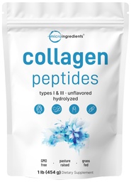 Micro Ingredients Bovine Collagen Peptides Powder, 1lb | Typ I & III + Natürliches Protein | Grass-Fed Bovine Source | Unflavored | Unterstützt Haut, Joint & Bone Health | Paleo, Non-GMO