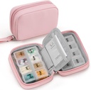 Zannaki niedliche Pille Organizer für Geldbeutel mit zwei abnehmbaren 7-Tage Pille Box, Reise PU Leder Pille Fall, Tragbare Wöchentliche Pille Container mit Aufbewahrungstasche Vitamine, Fischöle, Beilagen (Pink)