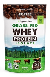 Opportuniteas Coffee Whey Protein Powder - Low Carb & Keto Friendly - Gras Fed Whey Isolate + kolumbianischer Kaffee - 60 mg Koffein für Energie - Pre oder Post Workout Drink Mix, Latte, Shake & Smoothie 1lb