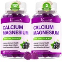 Calcium Magnesium Zinc Gummies with Vitamin D3 and K2, High Absorption Magnesium Glycinate Potassium for Immune and Muscles, Vegan Elderberry Flavor 120 Gummies