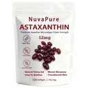 NuvaPure Astaxanthin with Mct Oil 12mg, Triple Strength Astaxanthin from Microalgae, Antioxidants Supplement, Support Daily Health 120 Softgels