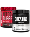 Jacked Factory NITROSURGE Shred Pre Workout Supplement (schwarze Kirsche, 30 Servierungen) & Kreatin Monohydratpulver (entflammt, 30 Servierungen)