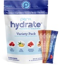 Perk Hydrate Electrolyte Stickpacks (Variety Pack) 8 Packets - Blue Raspberry, Piña Colada, Strawberry Watermelon, Peach Mango - Zero Sugar, Gluten-Free, Soy-Free