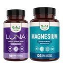 Nested Naturals Luna Schlafhilfe & Magnesium Glycinate Chelate für Schlaf, Entspannung, & Erholung (180 Kapseln)