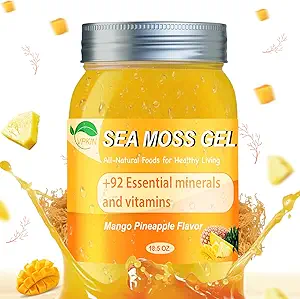 Sea Moss Gel,Irish Sea Moss Raw Organic,Sea Moss Supplement Advanced for Immune & Metabolism Support (Mango Pineapple,18.5OZ)