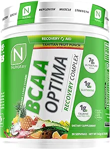 NutraKey BCAA Optima Post Workout Erholung Complex, kein Zucker, kein Carb, Recovery Aid, Fruit Punch