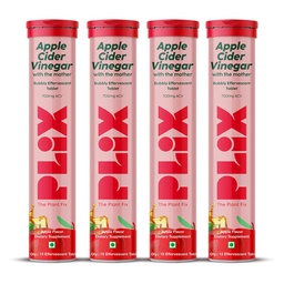 PLIX - THE PLANT FIX Apple Cider Vinegar 15 Effervescent Tablet, ACV with Mother for Weight Loss and Easy Digestion, Vitamin B6 & B12, Pack of 4 (Apple), 100% Vegan, Easy to Carry & Consume