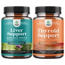 Bundle of Liver Cleanse Detox & Repair - Silymarin Milk Thistle with Dandelion Root Choline Beetroot Artichoke Extract and Herbal Thyroid Support Complex - Potent Kelp Iodine for Hormone Balance