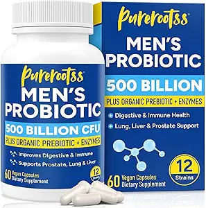 Probiotics for Men, 500 Billion CFUs & 12 Strains, Prebiotic & Probiotic, Cranberry, Saw Palmetto, Verdauungsenzyme, Gut & Bloating, Lung Liver Prostate Support, 30-Day Supply