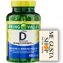 Vitamin D 25mcg, 1,000 IU, 450 Count Softgels Spring Valley + Pill case