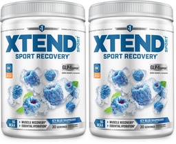 Scivation XTEND Sport BCAA Powder Blue Raspberry Ice - Electrolyte Powder for Recovery & Hydration with Amino Acids - 30 Servings,(Pack of 2)