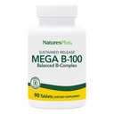 Natures Plus Mega B-100 Complex - 90 Sustained Release Vegetarische Tabletten - Energy & Brain Booster - Glutenfrei - 90 Portionen