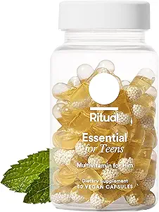 Ritual Teen Vitamine für Jungen - Zink, Vitamin A und D3 für Immunfunktion Unterstützung*, Omega-3 DHA & B12 für Gehirngesundheit, Non-GMO, Mint Essenced, 30 Tage Versorgung, 60 Vegan Kapseln