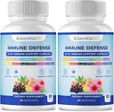 Immununterstützungsergänzung - 2 Packungen 10 in 1 Elderberry, Echinacea, Vitamin D, Vitamin C 1000mg & Zinkergänzung - mit Immun-Booster für Erwachsene - 120 Vitamine Kapseln