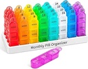 Daviky Monatliche Pille Organizer 3 Mal pro Tag, 30 Tage Pille Organizer mit kleine Pille Box, ein Monat Medizin Organizer, 31 Tage Pille Fall Pille Behälter Vitamin, Ergänzung und Medikamente zu halten