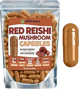 Reishi Mushroom Capsules - 180 Count Red Reishi Mushroom Capsules - 3 Monate Versorgung Echte Pilze Reishi Ergänzung Pillen für kognitive und immune Boost - Pilz Reishi Hongo Reishi Organico