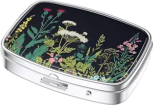 Nipichsha Pille Box, Kleine Pille Fall für Geldbeutel & Tasche, niedliche Reise Medizin Organizer, Tragbare Medizin Container Halter, Vitamine, Medikamente, Fischöl & Supplement, Grau Schwarz Gold