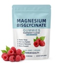 Magnesium Bisglycinate Gummies 400mg, High Absorption Magnesium Glycinate Gummies, Raspberry Flavor Magnesium Gummies for Adults, Chelated Magnesium Bisglycinate Supplement, Vegan Complex