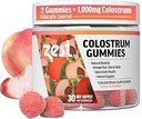 Zest Colostrum Supplement Gummy Chews für Erwachsene - Ethisch Sourced High IgG for Hair Health, Gut, Immunität, Bloating, Skin & Nails - Keto & Gluten Free - Peach Flavor (60 Gummies, 1.000mg Colostrum)