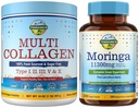 Multi Collagen Peptides Powder & Pure Moringa Capsules Bundle – Type I II III V X Hydrolyzed Collagen Powder + 11300mg Moringa Oleifera Leaf Powder – Unflavored, Fast-Dissolve, No Sugar, Keto, Non-GMO