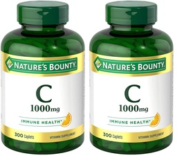 Nature's Bounty Vitamin C 1000mg, Supports Immune and Antioxidant Health, Vitamin C Supplement, 1 Per Day, 300 Vegetarian Caplets (Pack of 2)