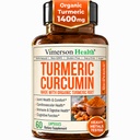 Kurkuma Ergänzung mit schwarzem Pfeffer Extrakt - Hohe Potenz Organische Kurkuma 1400mg & 95% Curcuminoide für Joint & Digestive Health - Joint Support Supplement - 60 Vegan Curcuma Kapseln