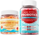 NEVISS Vitamin D3 K2 Gummi +Sugar freie Probiotika Gummis