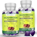 Mushroom Gummis Lions Mane Supplement Pilzergänzung mit Lions Mane, Türkei Tail, Cordyceps, Reishi, Chaga Extract | Gehirn Gesundheit und Immununterstützung Gummis, 120 Count